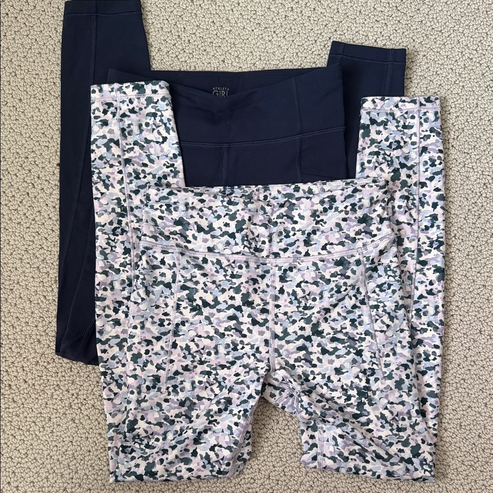 Athleta Kids Leggings - Navy and Mutlicolor Print
